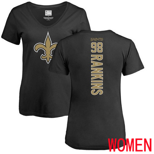 New Orleans Saints Black Women Sheldon Rankins Backer Slim Fit NFL Football #98 T Shirt